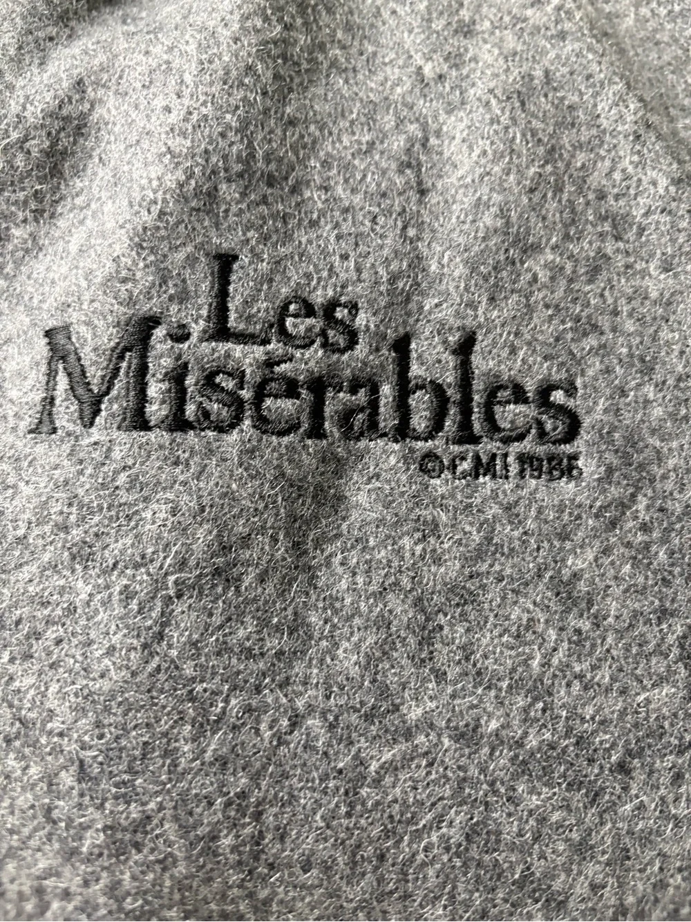 Vintage Les Miserables Varsity Jacket XL Gray Wool Leather